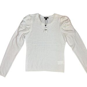 Express White Long Sleeve Top with Puffed Shoulders